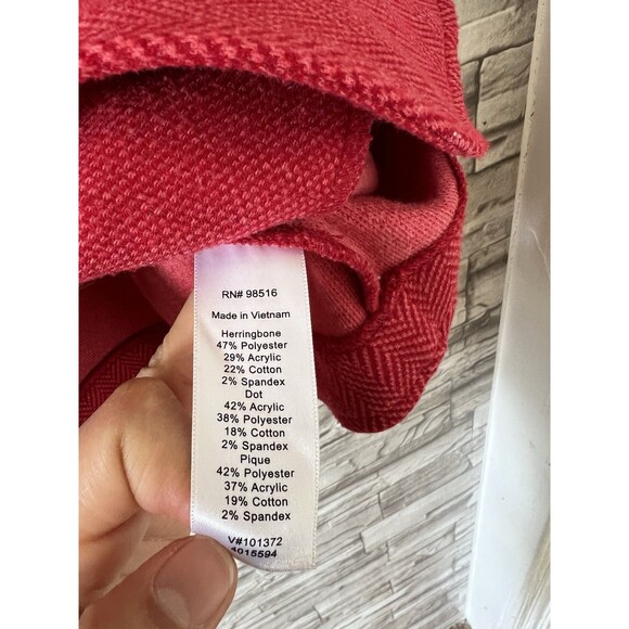Coldwater Creek Womens Size Small Red Herringbone Vest Shirt Top Clasp Closure - Picture 5 of 9